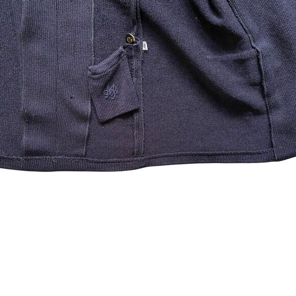 Vintage Classic Knit Club Blazer Women 16 Navy Double Breasted Stretch Naval - Picture 10 of 11